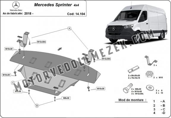 Acél motor, hütő védőlemez Mercedes Sprinter 4x4