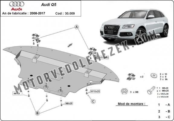 Acél motor, hűtő védőlemez Audi Q5