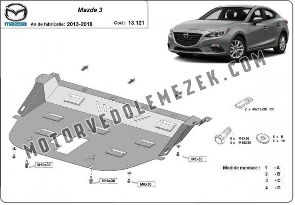 Acél motor, kapcsolószekrény, hütő védőlemez Mazda 3