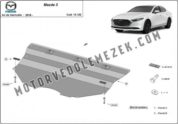 Acél motor, kapcsolószekrény, hütő védőlemez Mazda 3