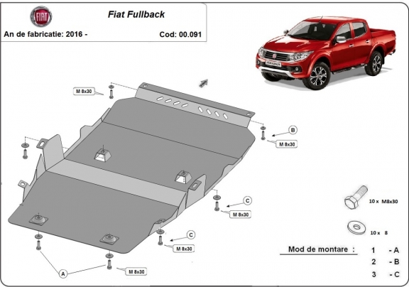 Acél üzemanyagtartály védőlemez Fiat Fullback