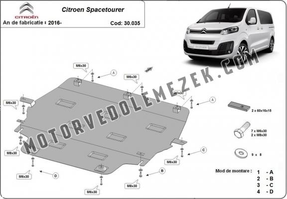 Acél motor, kapcsolószekrény, hütő védőlemez Citroen Spacetourer