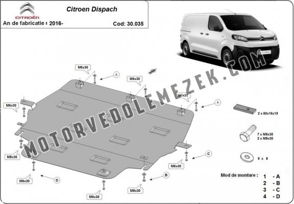 Acél motor, kapcsolószekrény, hütő védőlemez Citroen Dispatch