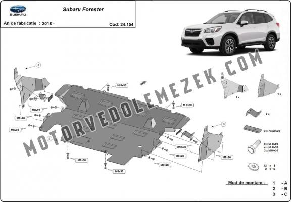Acél motor, hütő védőlemez Subaru Forester