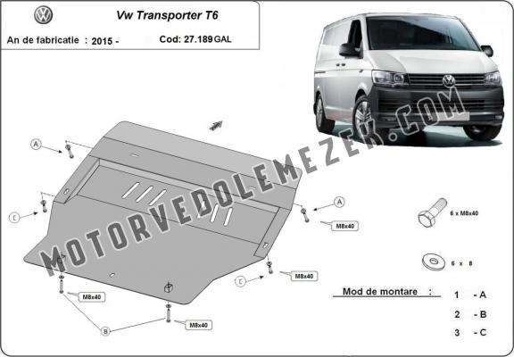 Galvanizált Acél motor, sebbeségváltó, hütő, első lökhárító védőlemez Volkswagen Transporter