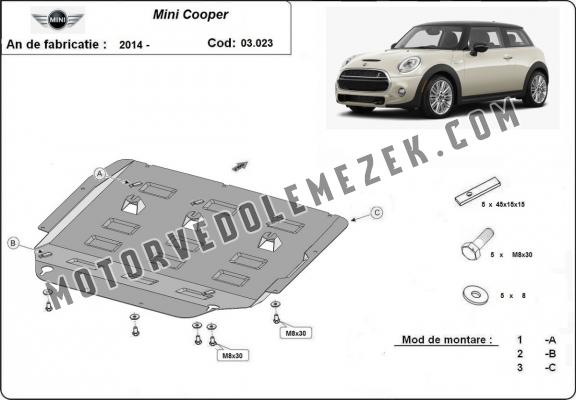 Acél motor, kapcsolószekrény, hütő védőlemez Mini Cooper F55/56