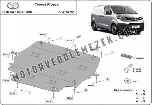 Acél motor, kapcsolószekrény, hütő védőlemez Toyota Proace