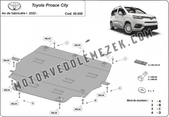 Acél motor, kapcsolószekrény, hütő védőlemez Toyota Proace Verso