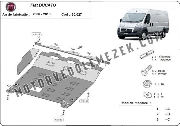 Acél motor, kapcsolószekrény, hütő védőlemez Fiat Ducato
