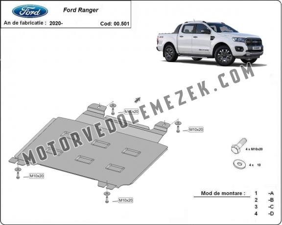 Acél kapcsolószekrény, osztómű védőlemez Ford Ranger