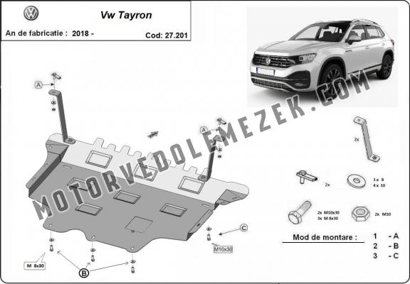 Acél motor, sebbeségváltó, hütő, első lökhárító védőlemez VW Tayron