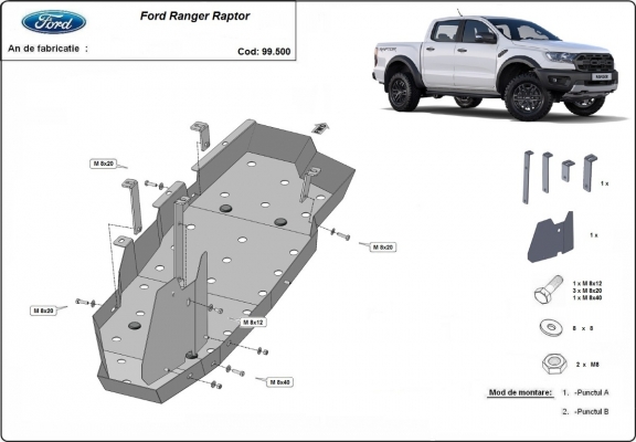 Acél üzemanyagtartály védőlemez Ford Ranger Raptor