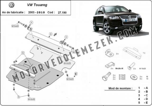 Motor, karter- védő acéllemez Volkswagen Touareg 7L