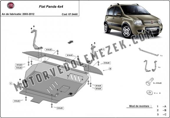 Acél motor, sebbeségváltó, hütő, első lökhárító védőlemez Fiat Panda 4x4