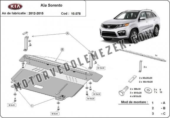 Acél motor, kapcsolószekrény védőlemez Kia Sorento XM