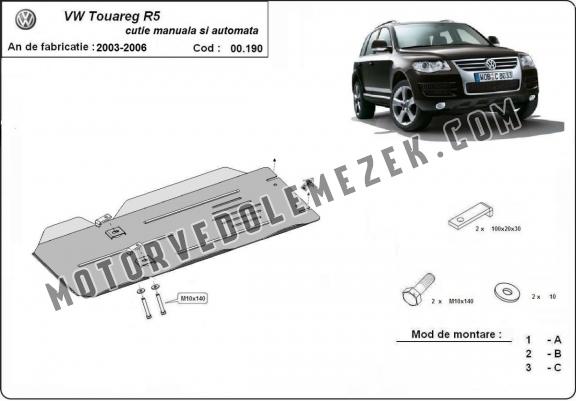 Acél kapcsolószekrény védőlemez VW Touareg 7L