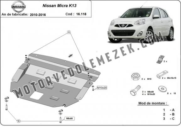 Acél motor, kapcsolószekrény, hütő védőlemez Nissan Micra