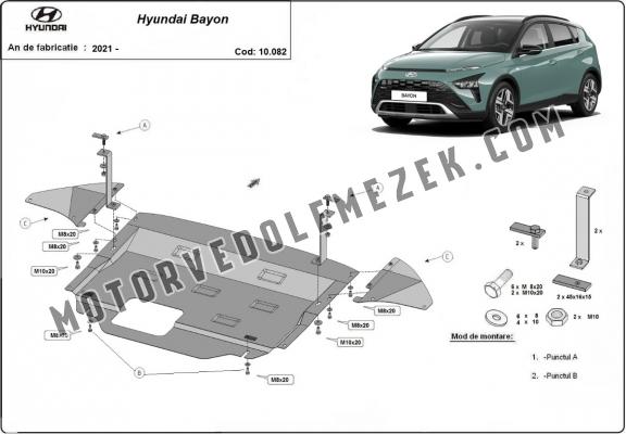 Acél motor, sebbeségváltó, hütő, első lökhárító védőlemez Hyundai Bayon