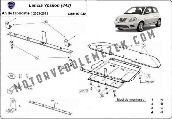 Acél motor, sebbeségváltó, hütő, első lökhárító védőlemez Lancia Ypsilon (843)