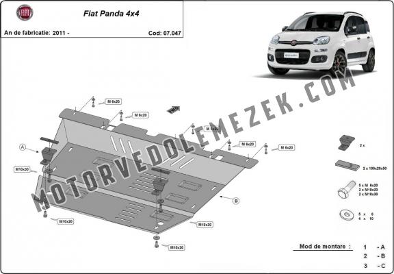 Acél motor, sebbeségváltó, hütő, első lökhárító védőlemez Fiat Panda 4x4