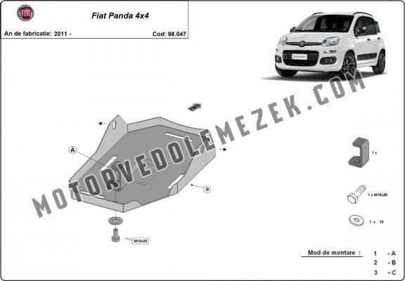 Acél hátsó differenciálmű védőlemez - RWD Fiat Panda 4x4