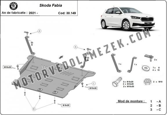 Acél motor, sebbeségváltó, hütő, első lökhárító védőlemez Skoda Fabia