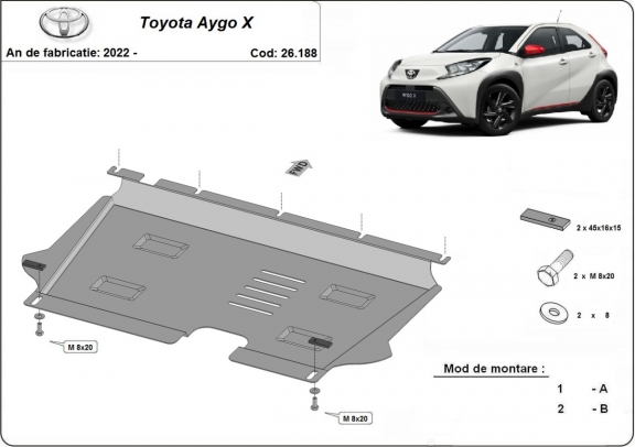 Acél motor, kapcsolószekrény védőlemez Toyota Aygo X