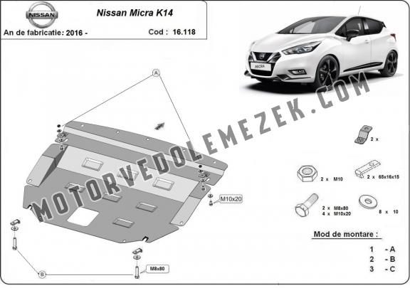 Acél motor, kapcsolószekrény, hütő védőlemez Nissan Micra