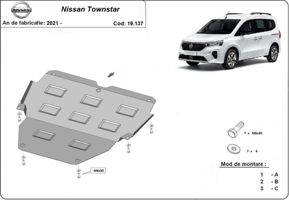 Acél motor, kapcsolószekrény védőlemez Nissan Townstar