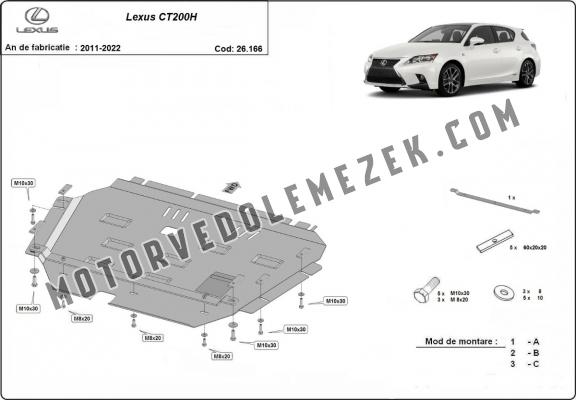 Acél motor, kapcsolószekrény, hütő védőlemez Lexus CT200H
