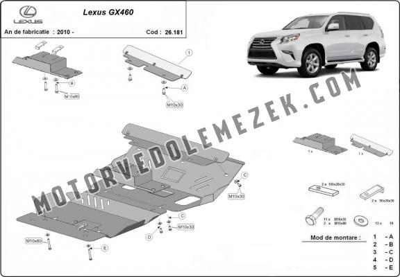 Acél kapcsolószekrény, hütő védőlemez Lexus GX460