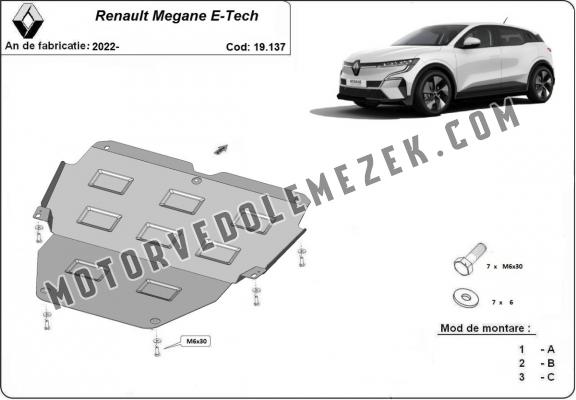 Acél motor, kapcsolószekrény védőlemez Renault Megane E-Tech