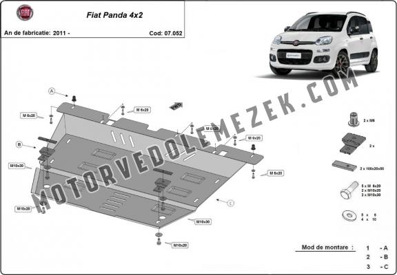 Steel skid plate for Fiat Panda 4x2