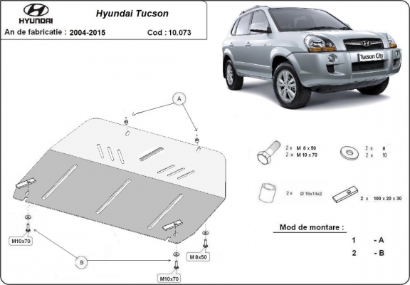 Acél motor, kapcsolószekrény, hűtő védőlemez Hyundai Tucson