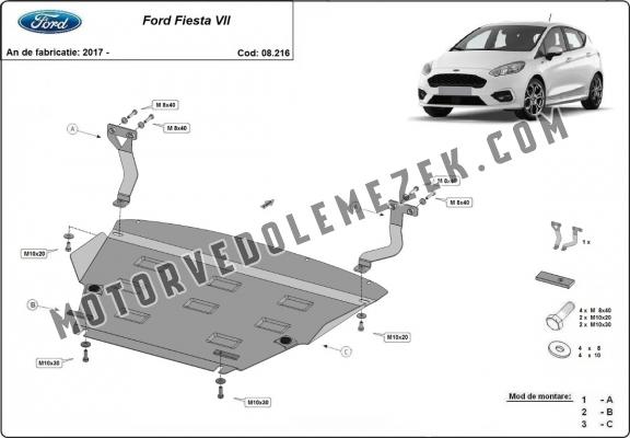 Acél motor, kapcsolószekrény, hütő védőlemez Ford Fiesta