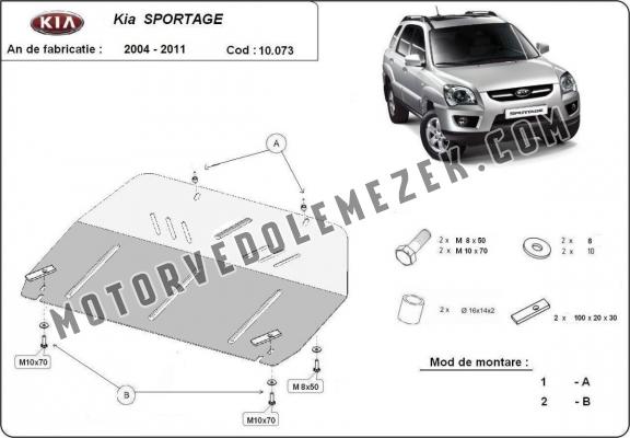 Acél motor, kapcsolószekrény, hütő védőlemez Kia Sportage