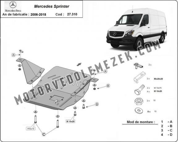 Acél motor, kapcsolószekrény védőlemez Mercedes Sprinter