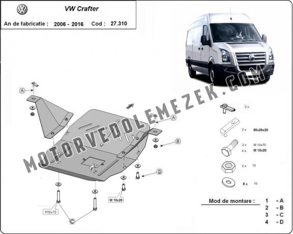 Acél motor, kapcsolószekrény védőlemez Volkswagen Crafter