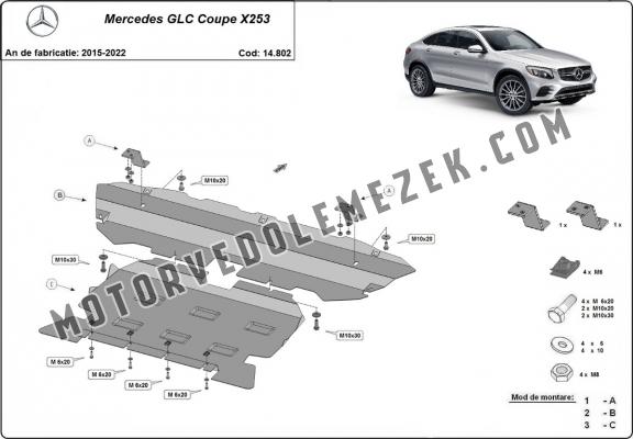 Acél motor hütő, első lökhárító védőlemez Mercedes GLC Coupe X253