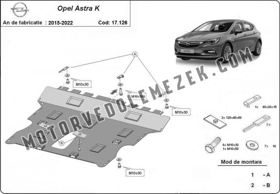 Acél motor, sebbeségváltó, hütő, első lökhárító védőlemez Opel Astra K