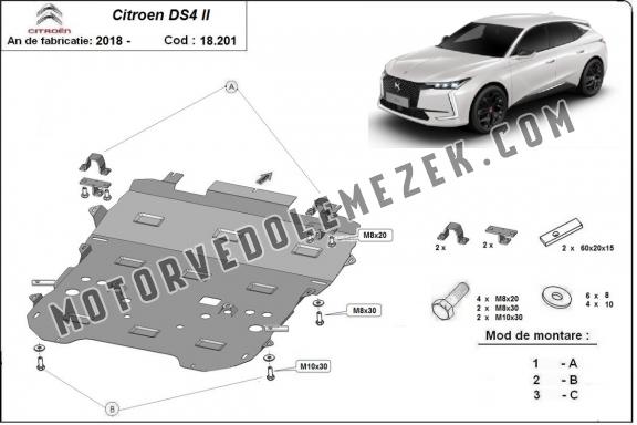 Acél motor, sebbeségváltó, hütő, első lökhárító védőlemez Citroen DS4