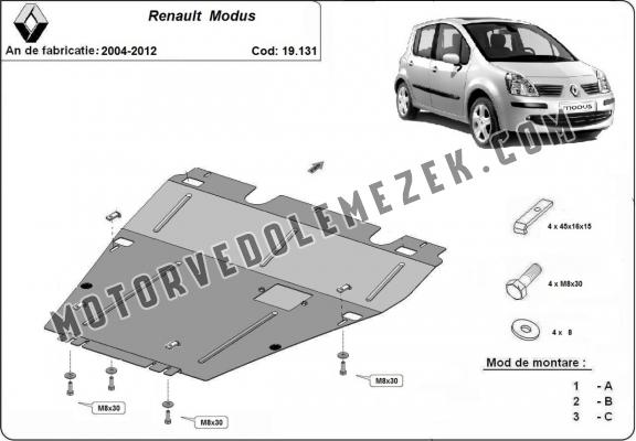 Acél motor, kapcsolószekrény védőlemez Renault  Modus
