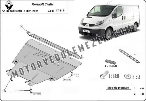Acél motor, kapcsolószekrény, hütő védőlemez Renault Trafic