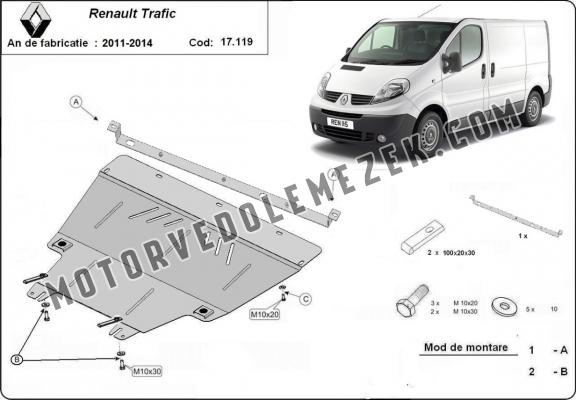 Acél motor, kapcsolószekrény, hütő védőlemez Renault Trafic