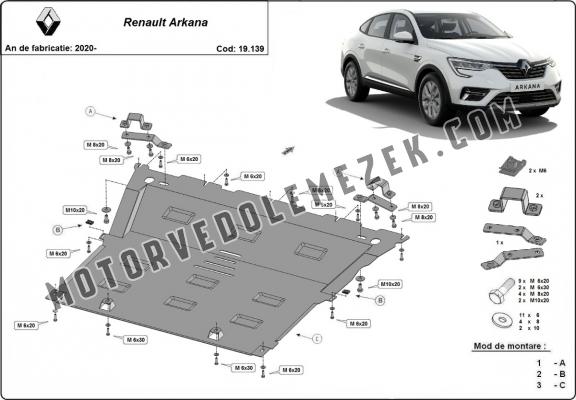 Acél motor, kapcsolószekrény, hütő védőlemez Renault Arkana