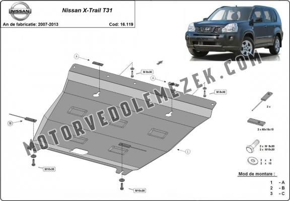 Acél motor, sebbeségváltó, hütő, első lökhárító védőlemez Nissan X-Trail T31 - Vers. 2.0