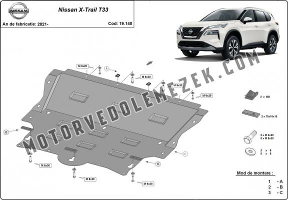 Acél motor, kapcsolószekrény, hütő védőlemez Nissan X-Trail T33