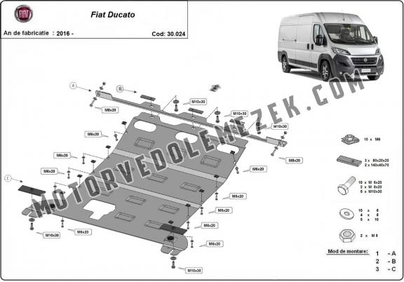 Acél motor, kapcsolószekrény, hütő védőlemez Fiat Ducato