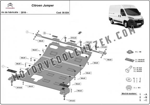 Acél motor, kapcsolószekrény, hütő védőlemez Citroen Jumper