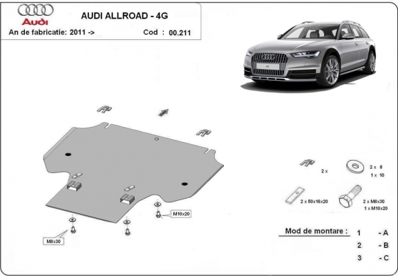 Acél kapcsolószekrény védőlemez Audi All Road